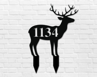 Deer Themed Custom Address Steel Yard Sign Deer Address Sign Deer House Number Plaque Custom Metal Monogram Address Plaque Front Yard Decorations