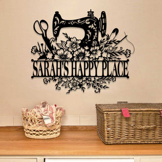 Personalized Sewing Machine Metal Sign, Seamstress, Tailor Room Metal Art Gift For Her, Metal Laser Cut Metal Signs Custom Gift Ideas