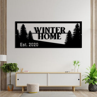 Winter Tree Sign Tree Sign Metal Tree Sign Home Sign Established Year Winter Decoration Tree Signs Decorations