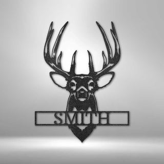 Personalized Buck Mount Monogram Deer Hunter Metal Wall Sign Custom Hunting Decorations