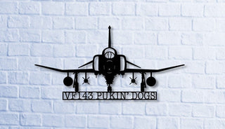 F4 Phantom Vf143 Pukin' Dogs Naval Fighter Aircraft Metal Sign Cut Metal Sign Wall Decor Decorations