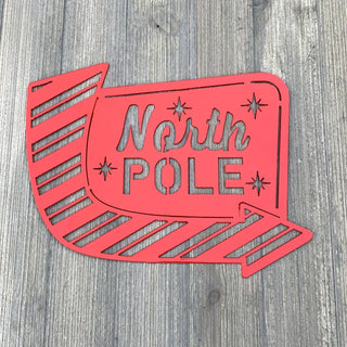 North Pole Metal Sign Cutout Cut Metal Sign Wall Metal Art Decorations