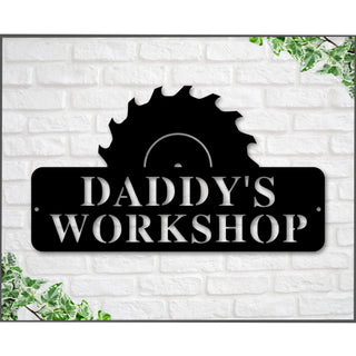 Daddys Workshop Dads Garage Sign Workshop Fathers Day Gift Gift For Husband Sign For Dad Metal Sign Daddy Daughter Gift Daddy Gift Decorations