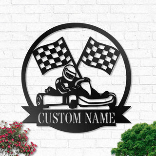 Custom Kart Racing Personalized Racer Name Sign Decoration For Living Room Go Kart Outdoor Decorations