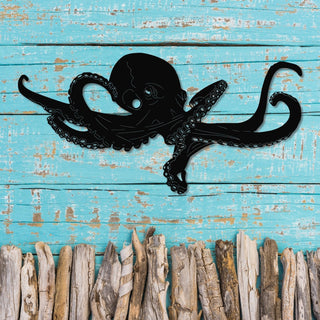 Metal Octopus Art Detailed Octopus Wall Hanging Ocean Decor Scuba Diver Gift Large Beach Tropical Hawaiian Coastal Life Decorations