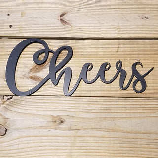 Cheers Script Metal Sign Black Steel Wall Decor Home Bar Wall Sign Decorations