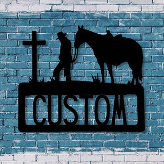 Metal Cowboy Name Sign Metal Farm Sign Farmhouse Decor Family Name Sign Housewarming Metal Sign For Cowboy Decorations