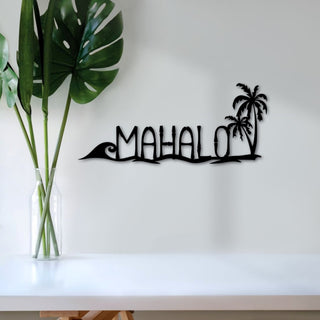 Mahalo Sign Hawaiian Art Entryway Sign Hawaii Decor Tropical Sign Beach Decor Ocean Decor Palm Tree Art Decorations