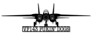 F14 Vf143 Pukin' Dogs Naval Aircraft Squadron (w Fan Blades) Metal Sign Cut Metal Sign Wall Decor Decorations