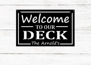 Personalized Family Name Welcome To Our Patio Metal Sign Outdoor Metal Sign Metal Patio Sign Family Name Sign Metal Art Metal Deck Decorations