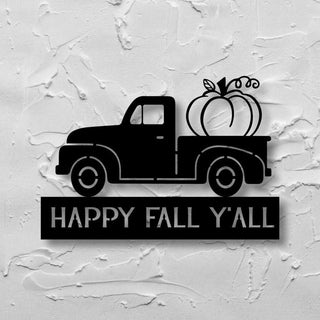 Fall Pumpkin Truck Metal Sign Fall Porch Decor Housewarming Happy Fall Metal Sign Outdoor Decor Autumn Wall Art Decorations