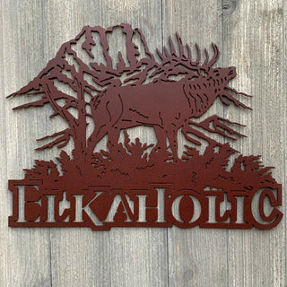 Elkaholic Metal Sign Cutout Cut Metal Sign Wall Metal Art Decorations