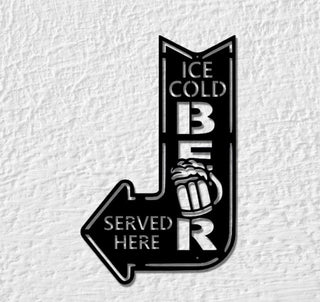 Beer Sign Wall Decor Cold Beverage Sign Outdoor Patio Decoration Beer Fridge Sign Mancave Bar Sign Custom Metal Decoration Non Rust Decorations