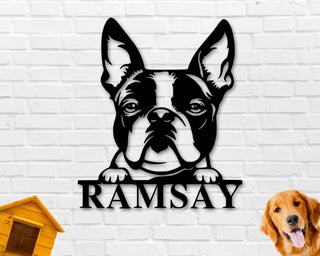 Boston Terrier Dog Sign Boston Terrier Metal Sign Boston Terrier Name Sign Pet Name Sign Dog Lover Sign Gift For Pet Owner Dog Sign Decorations