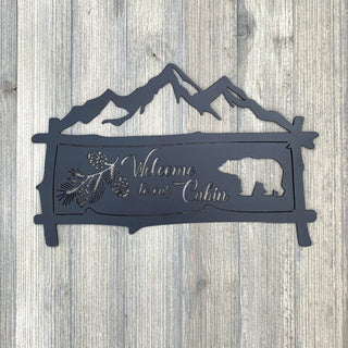 Welcome To Our Cabin Metal Sign Cutout Cut Metal Sign Wall Metal Art Decorations