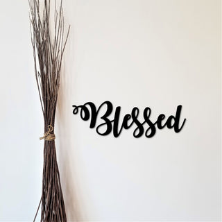 Blessed Script Sign Dining Room Decor Blessed Hanging Sign Living Room Decorblessed Quote Word Art Metal Cutout Decorations