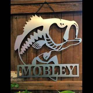 Family Name Bass Fish Decor Bass Fishing Fishing Gifts For Men Family Name Decor Man Cave Gifts Name Sign For Wall Decorations