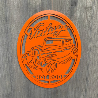 Vintage Hot Rod Metal Sign Cutout Cut Metal Sign Wall Metal Art Decorations