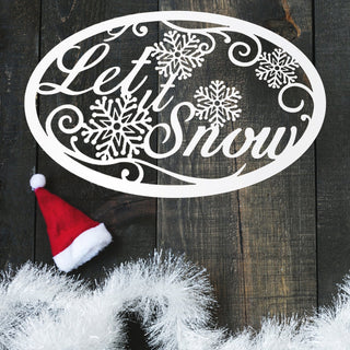 Let It Snow Winter Season Metal Sign Holiday Wall Decor Christmas Decoration White Winter Wall Hanging Decorations