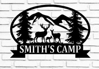 Deer Sign Country Cottage Cabin Sign Fathers Day Oval Custom Name Nature Background Custom Name Sign Monogram Wedding Gift Decorations