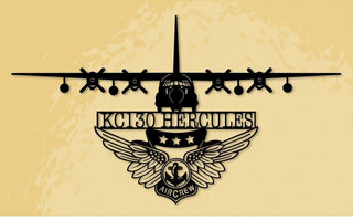 Kc130 Hercules Tanker With Combat Aircrew Wings Aircraft Metal Sign Cut Metal Sign Wall Decor Decorations