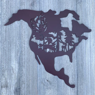 North America Nature Scene Metal Sign Cutout Cut Metal Sign Wall Metal Art Decorations