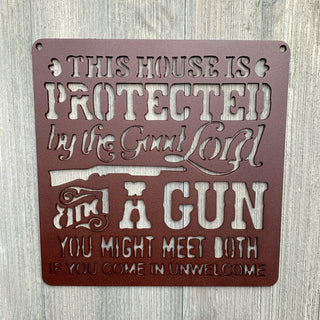 This House Is Protected By Metal Sign Cutout Cut Metal Sign Wall Metal Art Decorations