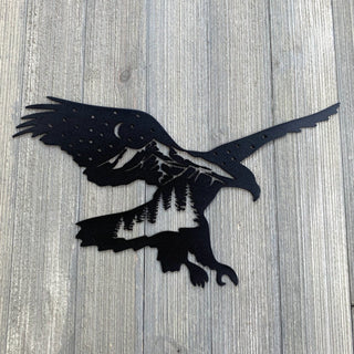 Eagle Mountain Scene Metal Sign Cutout Cut Metal Sign Wall Metal Art Decorations