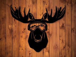 Skiing Moose Metal Sign Comical Moose Sign Decorations