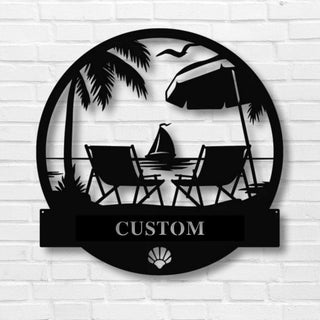 Custom Family Name Beach Sign Metal Beach House Sign Beach House Decor Outdoor Family Sign Outdoor Decor Metal Sign Decorations