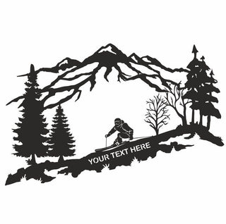 Metal Wall Decor Personalized Metal Skier Mountain And Trees Art Ski Lover Gift ation Wall Hangings Custom Wall Sign Decorations