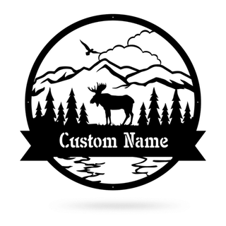 Great Outdoors Moose Monogram Cut Metal Sign Metal House Sign Decorations