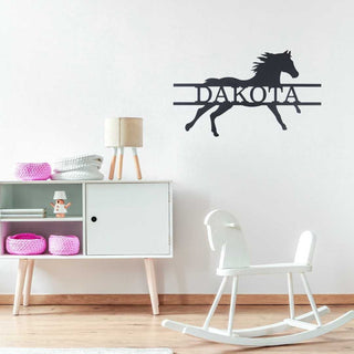 Personalized Sprinting Horse Monogram Ranch Style Running Horse Wall Sign Equestrian Decorations