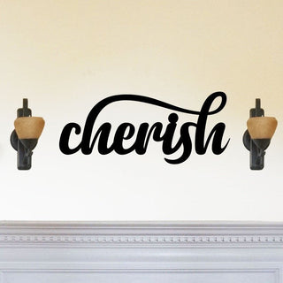 Cherish Script Metal Word Sign Rustic Metal Sign Cursive Farmhouse Decor Housewarming Gift Steel Word Art Decorations