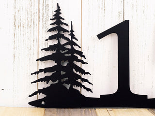 Rustic House Number Pine Trees Metal Sign House Numbers Address Sign Address Plaque Custom Metal Sign Outdoor Custom Sign Decorations