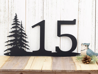 Rustic House Number Pine Trees Metal Sign House Numbers Address Sign Address Plaque Custom Metal Sign Outdoor Custom Sign Decorations