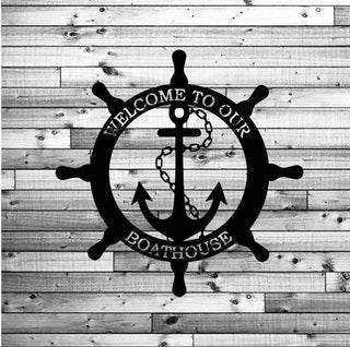 Anchor Metal Boat House Sign Customisable Metal Boathouse Sign Riverboat Sign Metal Boat Sign Decorations