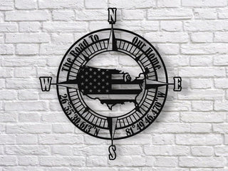 Compass Metal Sign Personalized American Eagle Metal Compass Housewarming Gift Wedding Gift Metal Wall Hanging Decorations