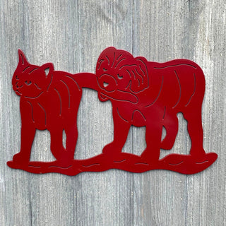 Playing Puppy And Cat Metal Sign Cutout Cut Metal Sign Wall Metal Art Decorations