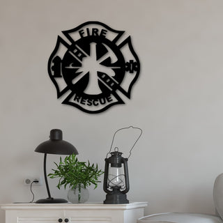 Fire Department Metal Sign Maltese Badge Fire Dept Sign Gift For Firefighter Fire Department Gift Firefighters Sign Decorations