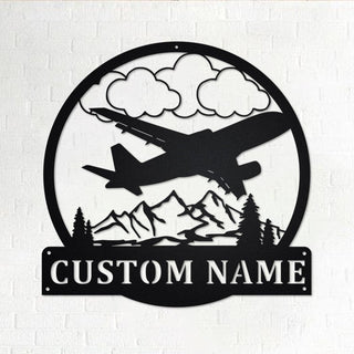 Custom Airplane Personalized Airplane Name Sign Decoration For Room Airplane Metal Custom Airplane Airplane Decorations