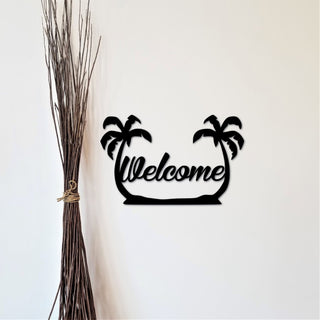 Palm Tree Welcome Sign Front Door Hanger Entryway Sign Tropical Or Beach Sign Hawaiian Decor Palm Tree Sign Vacation House Decor Decorations