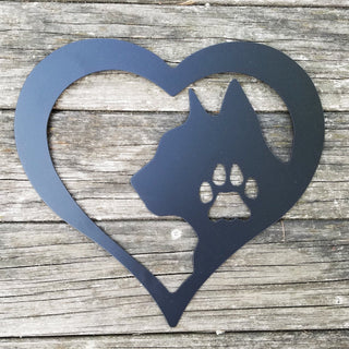 Cat Love Heart Metal Sign Heart Shaped Feline Silhouette & Paw Steel Sign Cat Lover Wall Decor Decorations