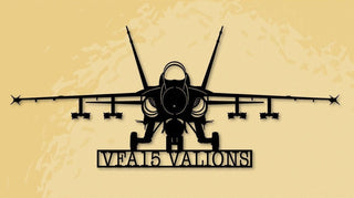 F A18 Vfa15 Valions Loaded! Military Fighter Attack Aircraft Metal Sign Cut Metal Sign Wall Decor Decorations