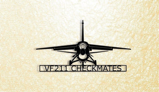 F8 Crusader Vf211 Checkmates (variable Incidence Wing In The Up Position) Metal Sign Cut Metal Sign Wall Decor Decorations