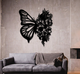 Butterfly Metal Wall Sign Metal Wall Hanging Butterfly Metal Art Interior Wall Decorbutterfly Flowers Exclusive Decorations