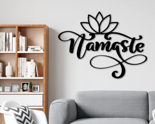 Namaste Metal Wall Sign Namaste Meditation Lotus Flower Yoga Studio Decor Yoga Decor Meditation Art Decorations