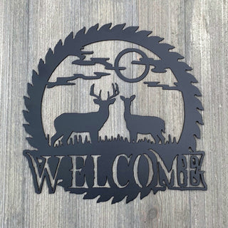 Deer Metal Welcome Sign Cut Metal Sign Wall Metal Art Decorations