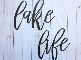 Lake Life Metal Sign Lake House Decor Housewarming Gift Metal Words Lowercase Lake Life Sign Decorations