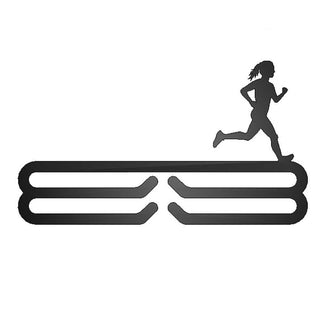 Female Runner Silhouette Medal Rack Cut Metal Sign Wall Metal Art Decorations